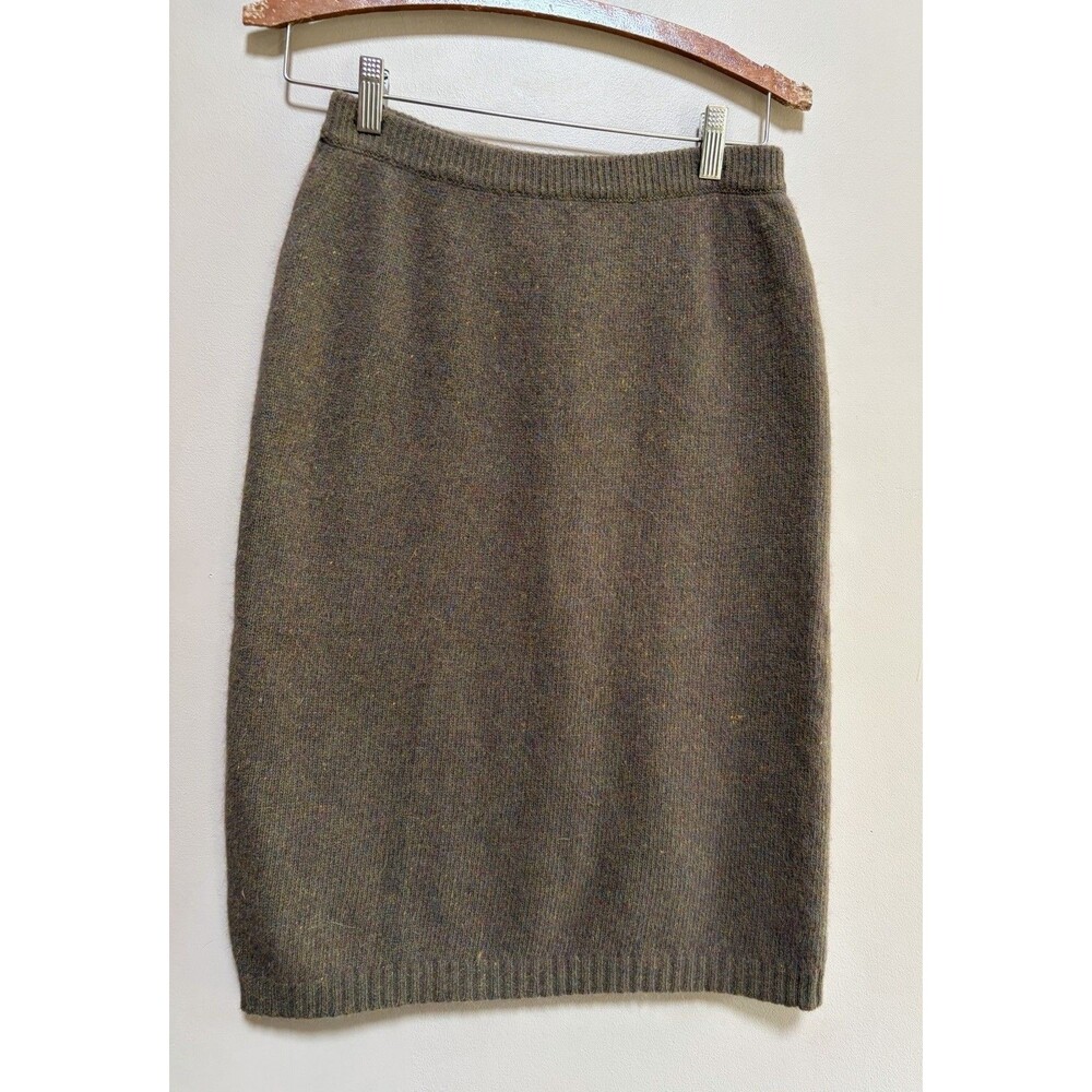 Vtg Saks Fifth Ave Lambswool Angora Sweater Skirt‎ Brown Small Classic Preppy